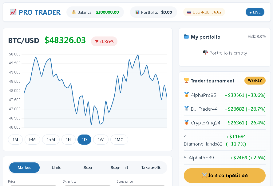 โปรแกรมจำลองการเทรดในตลาดหลักทรัพย์